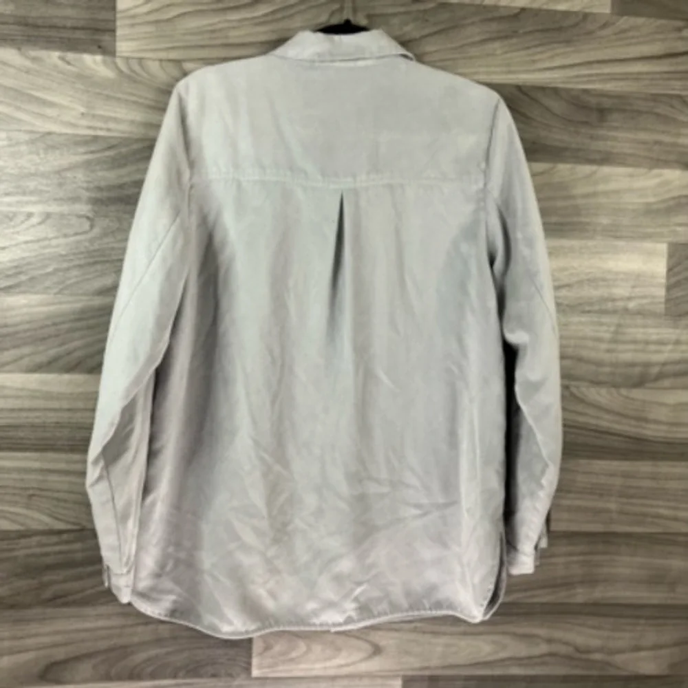 Drapers & Damons Womens Button Up Shirt Gray Long Sleeve Pockets‎ Boyfriend M